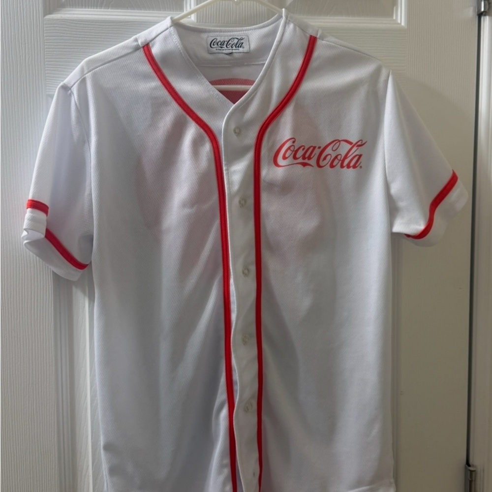 Coca-Cola Red and White Button-Up baseball Jersey